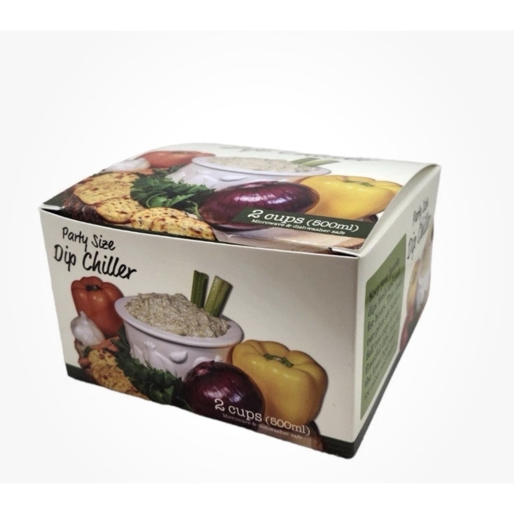 New In Box Party Size Porcelain Dip Chiller Set 500ml Keeps Dips Cold Hosting